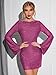 EYNMIN Sparkly Sequin Mini Dress Long Sleeve Backless Tie Glitter Short Going Out Dresses for Women Hot Pink XS