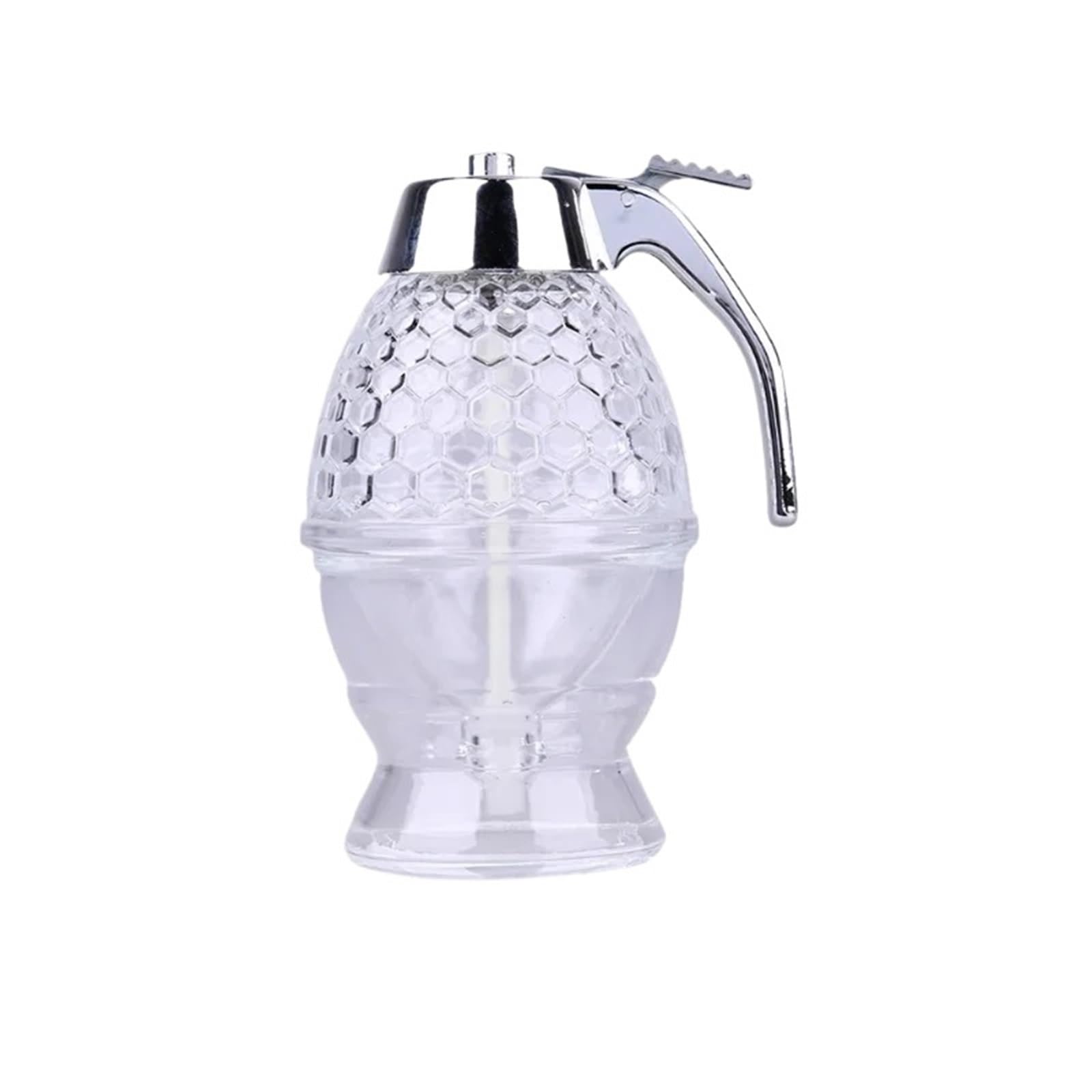 EnxJire Honey Dispenser 200ML Plastic/Glass Honey Dispenser No Drip Syrup with Stand Oil Bottle Vinegar Jar Cooking Tool Kitchen Gadgets(Plastic)