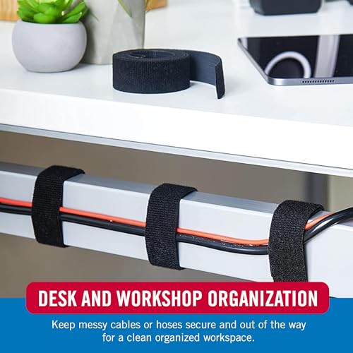 Image of VELCRO Brand Wide Straps 1 Inch Black | Heavy Duty | Indoor Outdoor Use | For Cord Organization | 30ft Roll, Pack of 12