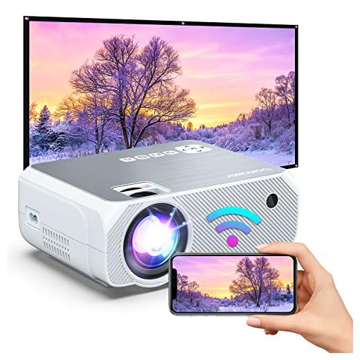 Outdoor Projector, 6000 Lux, Bomaker Portable WiFi Mini Projector for Outdoor Movies, Wireless Mirroring, for iPhone/Android/Laptops/Windows/PCs