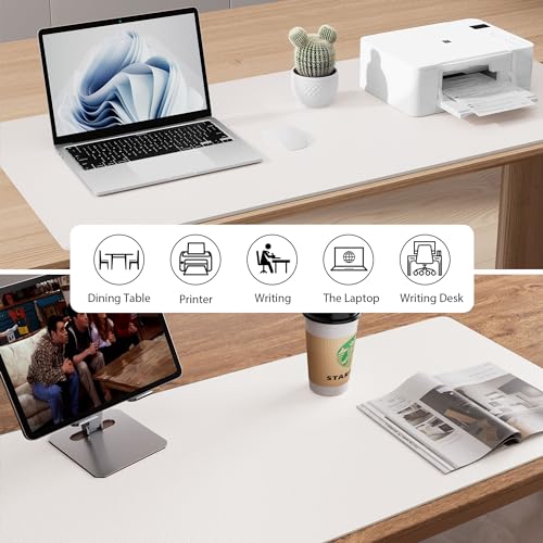 Image of Aothia Leather Desk Pad Protector, Mouse Pad,Office Desk Mat, Non-Slip PU Leather Desk Blotter, Laptop Desk Pad, Waterproof Desk Writing Pad for Office and Home (17 inchx48 inch, Off-White)