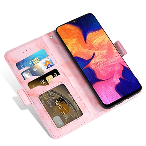 Asuwish Compatible With Samsung Galaxy A10 Case And Tempered Glass Screen Protector Cell Card Holder Slot Kickstand Flip Marble Wallet Phone Covers For Glaxay A 10 Gaxaly 10A Sm A105M 6.2 Inch Pink #TOP2