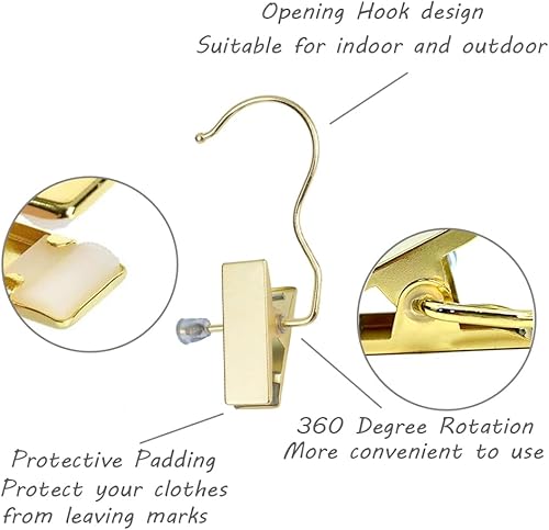 Miniatura 5 de KOOBAY Gancho de botas de 45 pulgadas gancho de metal para trajes clips dorados para guantes zapatos ganchos extensiones de pelo clips paquete de 12