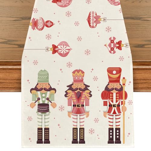 Rosa Nussknacker Weihnachten Tischläufer, Nussknacker Weihnachtsdeko,...