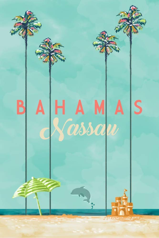 Nassau, Bahamas, Tall Palms Beach Scene (9x12 Wall Art Print, Home Decor)