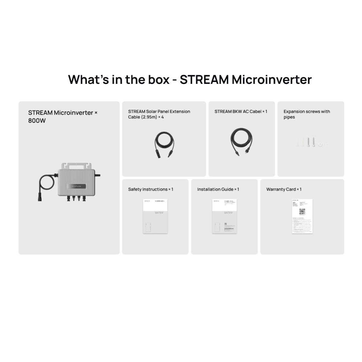 Ecoflow STREAM Micro inv 800W in cable (EFSTREAMMI800W+AC5M+PV3M*4)