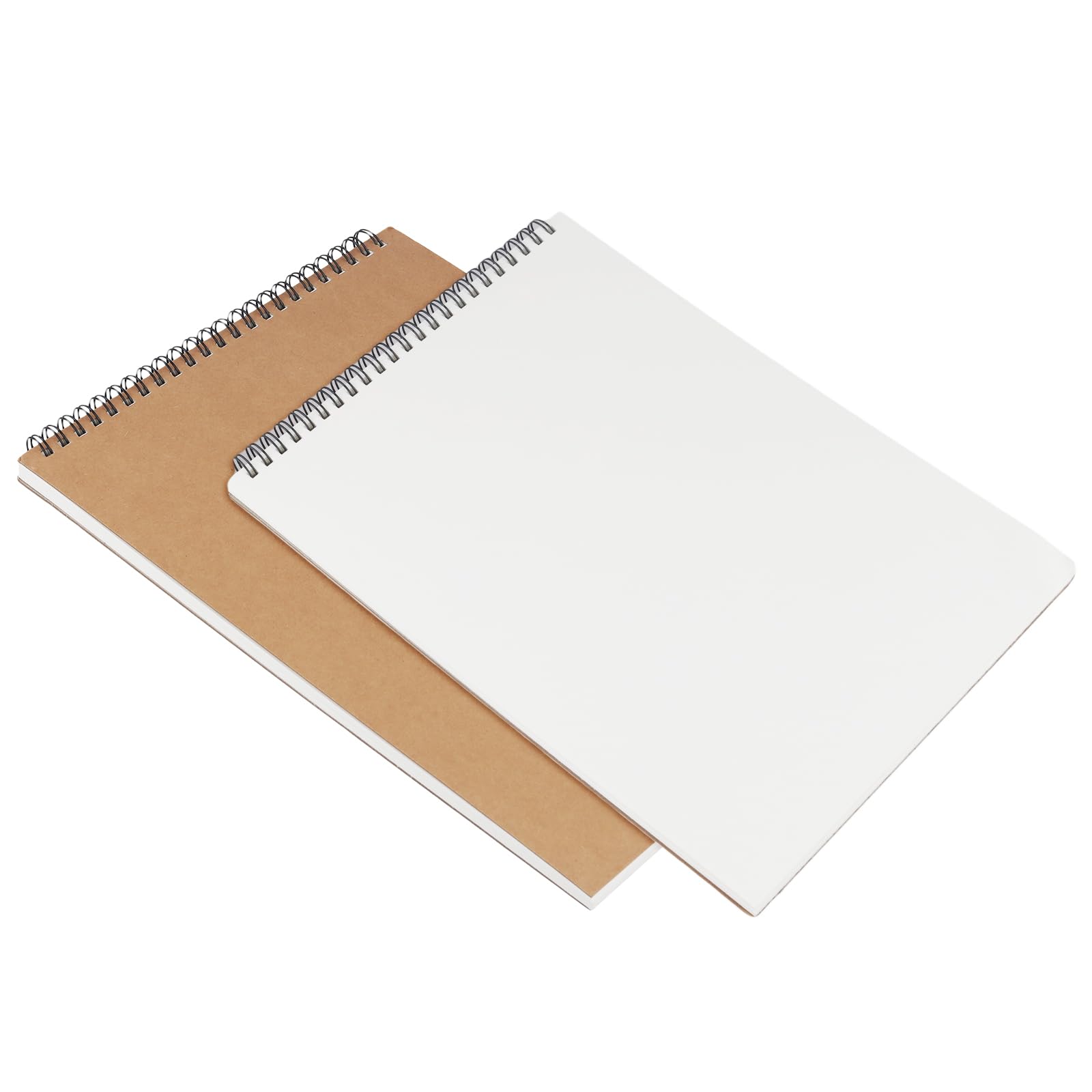 HONYUET 2 Pcs A4 Kraft Spiral Sketchbook, 60 Pages Kraft Bound Sketch Pad for Home Office Journal, 29.7 x 21cm, 160gsm