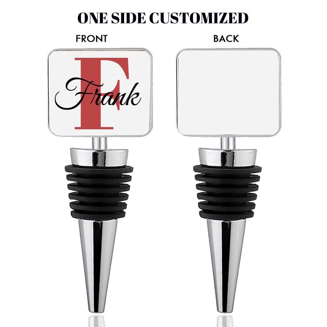 Custom Initial Wine Bottle Stopper Personalized Name Monogram, Customize Monogrammed Metal Wine Bottle Stoppers Reusable Wine Saver Corks for Gifts/Bars/Holiday Parties/Weddings