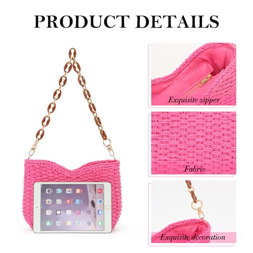 GOKTOW Straw Purse Bag,Woven Handbag,Summer Purse,Raffia Tote CrossBag for Beach Summer Travel4