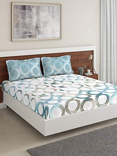 Image of DDECOR - Spectra 100% Cotton Double Bedsheet with 2 Pillow Covers, Blue