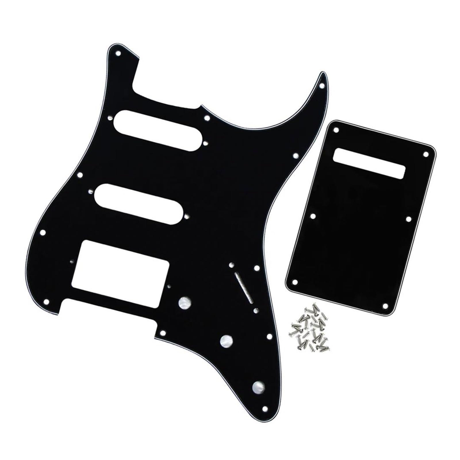 maskownica do gitary elektrycznej Zestaw osłony gitary elektrycznej HSS SSH i tylnej płyty Scratch Plate i śrub części gitarowe 8 opcji kolorów(Black 3ply)