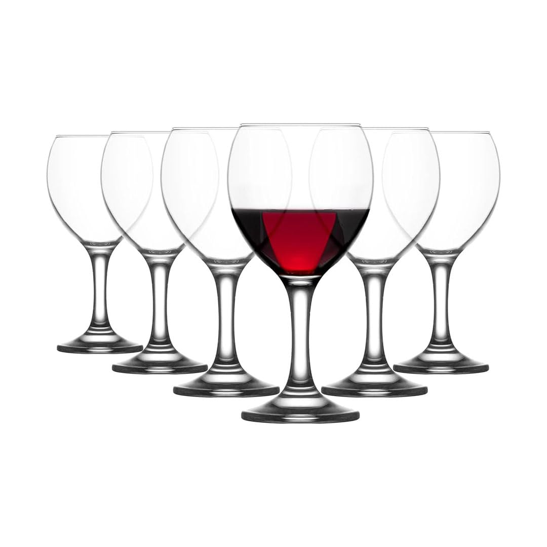 SECEN London- Wine Glass 6 PCS, 365 cc, Venezia Collection, 365 CC, Glasses Drinking Wedding Gift Set,Small Wine Glasses, Sturdy Wine Glasses, Perfect for Home,Parties and Restaurants