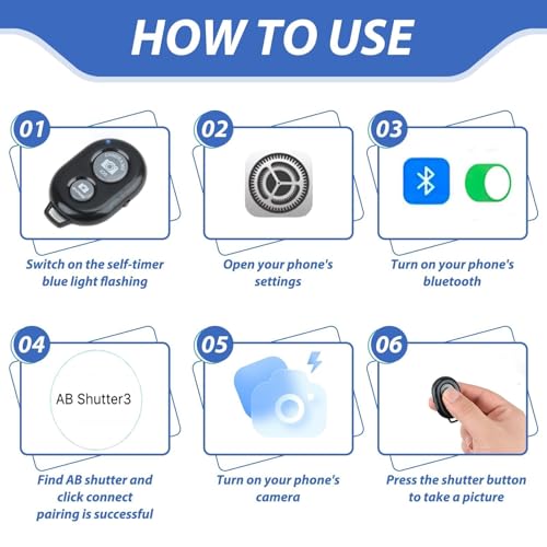 2 Piezas Bluetooth Temporizador Obturador, Control Remoto Bluetooth para Fotografía Móvil, Disparador Automático para Selfies y Fotos de Grupo, Compatibilidad con iOS y Android, Portátil y Fácil - imagen 4