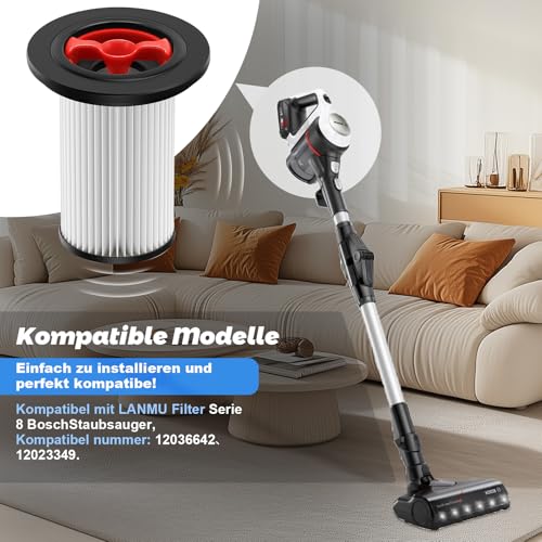 1 Stück Filter für Bosch Staubsauger Unlimited Gen2 Serie 8 mit 1 Reinigungsbürste,Boschs Staubsauger Filter, Boschs Unlimited Serie 8,Hepa Filter für BSS825CARP Ersatzteile 12023349,12036642
