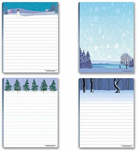 Winter Theme Notepads - 4 Assorted Note Pads - Winter Scene