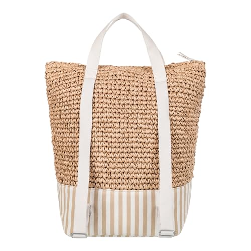 Image of Roxy Women's Beach Tote Bag | Travel | Vacation | Straw | Lightweight | Breathable, Beach Lover - Natural /White