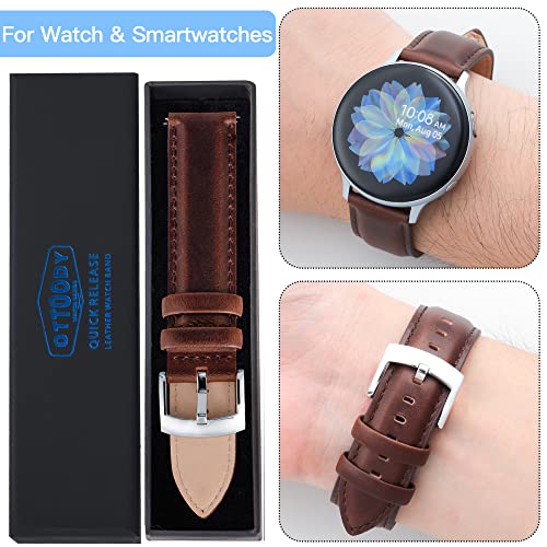 Ottoody Leather Watch Bands Straps 18Mm 20Mm 21Mm 22Mm Top Grain Leather Watch Band For Men And Women, Elegant Quick Release Replacement Watch Bands For Watch And Smartwatch #TOP6