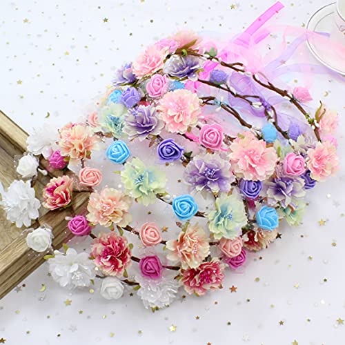 Ddazzling Girls Breath Crown Flower Girl Crown Floral Headband Wedding Hair Wreath Photo Props (White) #TOP3