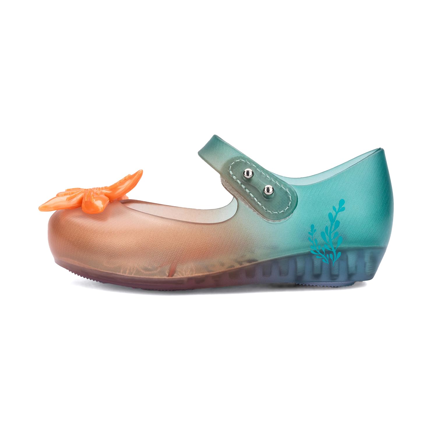 Mini Melissa Ultragirl Disney Little Mermaid II Mary Jane for Babies, Clear/Orange/Green, 7