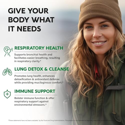 Mullein Leaf Extract for Lung Detox - Echinacea | Oregano | Quercetin | NAC - 15-in-1 Lung Support Supplement - Cleanse for Smokers As Drops, Tea, Tincture, 60 Vegan Capsules
