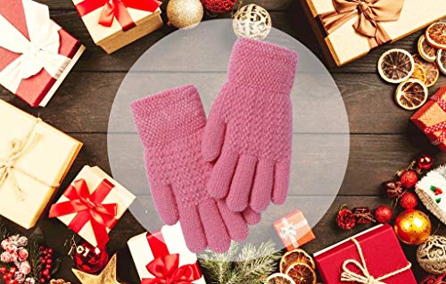 Winter Gloves For Boys Girls - Kids Warm Knit Thermal Cable Knitted Gloves Pink Wool Fleece Lined Mittens For Cold Weather #TOP2