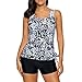 Tankini - Costume da bagno da donna, imbottito, con push up a vita alta, bikini sportivo elegante, costume da bagno con look tankini, top con coppe morbide, 0315, Nero , XL