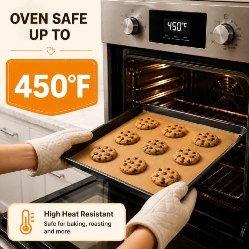 Image of KORCCI 120-Count 9x13 Inch Parchment Paper Sheets, Precut Non-Stick Unbleached Baking Paper, Quarter Sheet Size for Toaster Oven, Air Fryer, Cookies, Cakes and Bread