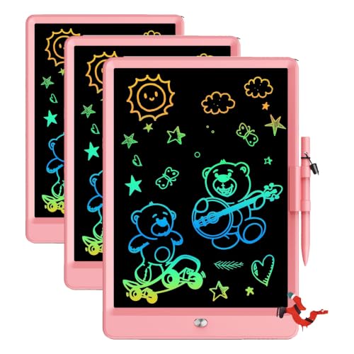 Image of Bravokids 10 Inch LCD Writing Tablet for 3-8 Year Olds - Electronic Drawing Pad and Doodle Board as Educational Birthday Gifts for Girls and Boys (Pink) (Pack of 3)
