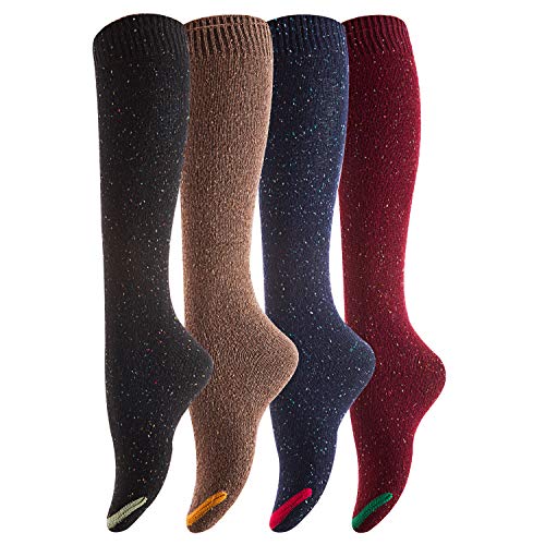 Lovely Annie Women's Pack Knee High Cotton Boot Socks 6-9,pack of 4,Black, Coffee, Navy, Wine Lovely Annie Women's Pack Knee High Cotton Boot Socks 6-9,pack of 4,Black, Coffee, Navy, Wine