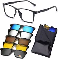 Armação De Óculos para Grau Masculino, Mais 5 Clip On Óculos De Sol, Troca as Lentes, Proteção UV, Cinza Polarizado, Amarelo Noturno, Quadrado Redondo Retangular