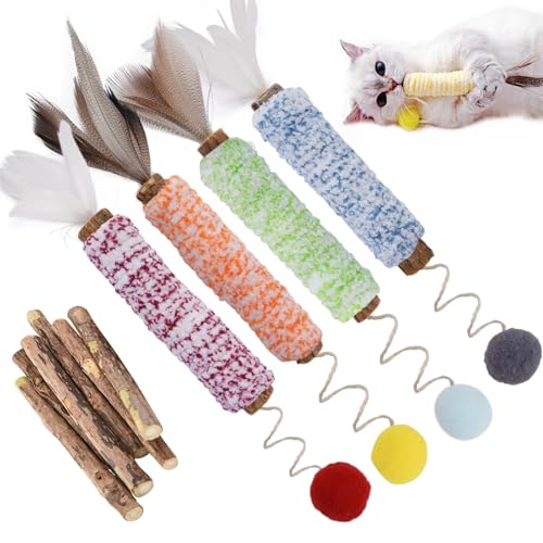 PetGens Bastoncini Erba Gatta per Gatti, Matatabi Naturale Giochi da Masticare Bastoncini per Gatti Denti Catnip Stick(10 PCS)