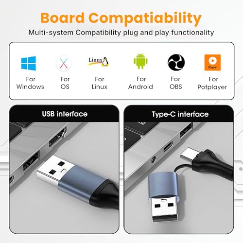 Image of Techie Dual Interface HDMI 4K Video Capture Card | Type-C & USB 3.0 | Compact Plug-and-Play Device for Gaming, Streaming, Broadcasting & Video Recording | Silver