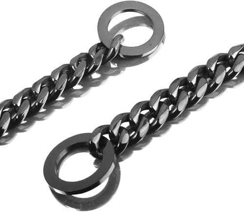 Miniatura 2 de Collar de cadena de perro negro de 0.590.590.79 pulgadas (11150.748 in), collar de cadena de perro a prueba de mordidas, collar de cadena para