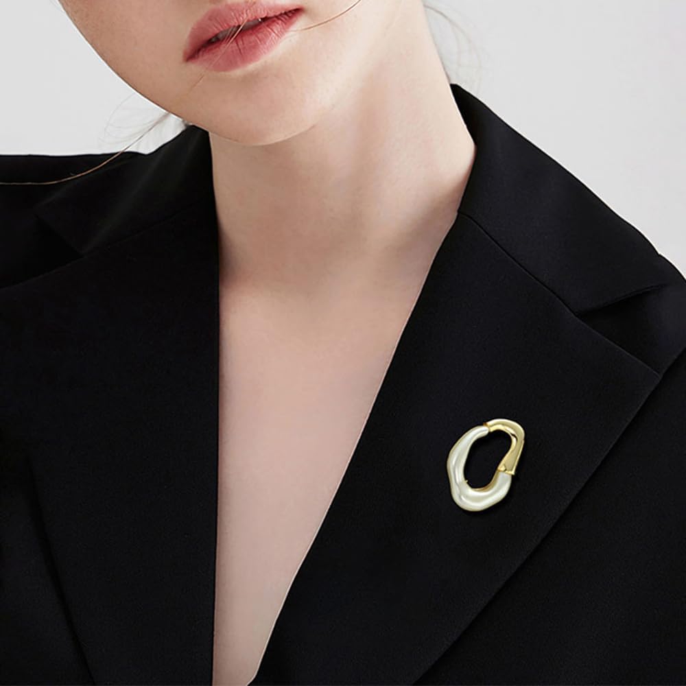 Irregular Geometric Brooch Pins for Women Men Dainty Design Metal Gold-Tone Plated Statement Simple Hollow Collar Lapel Badges Banquet Corsaries Exquisite Suit Dress Accessories Chic Jewelry Graduation - Image 2