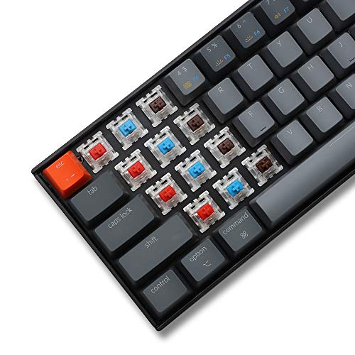 Image of Keychron K6 65% Compact Wireless Mechanical Keyboard for Mac, Hot-swappable White Backlight, Bluetooth, Multitasking, Type-C Wired Gaming Keyboard for Windows with Gateron Red Switch