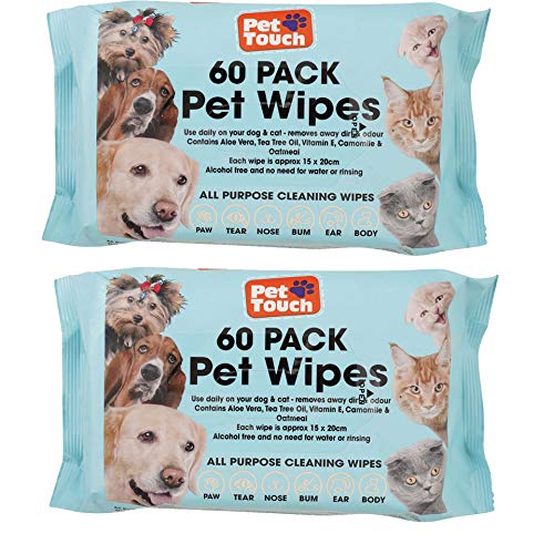 Multi Pack of Pet Grooming Wipes Count Deodorizing & Hypoallergenic Cleaning Wipes for Dogs & Cats All Natural Pet Wipes (120 Wipes)