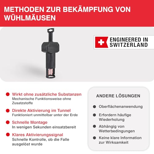 SWISSINNO Wühlmausfalle PRO SuperCat - Effiziente Schlagfalle gegen Feld- & Wühlmäuse, Patentierter Auslösemechansimus… – Ansicht 6