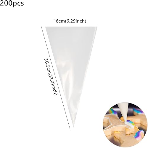 Miniatura 2 de CHEERYMAGIC 200 bolsas de tuberías desechables de 12 pulgadas, resistentes y antiestallido, bolsas de glaseado de pastelería P1-BHD