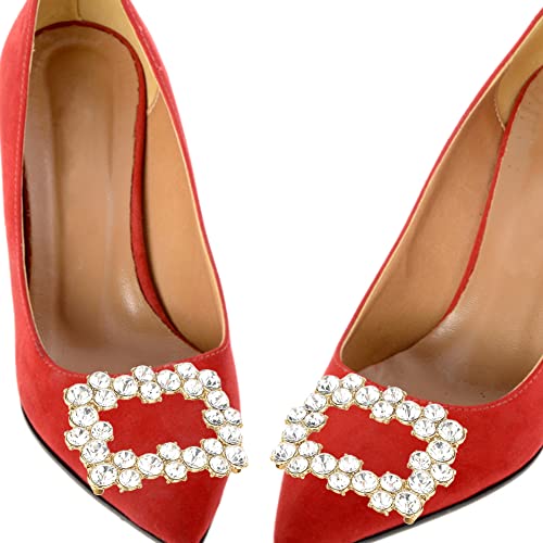 BORDSTRACT Decoración de Hebilla de Zapatos de Cristal, joyería de Mujer Clips Decorativos para Zapatos Decoraciones de Diamantes de imitación Encantos Hebilla Cuadrada Accesorios de Boda(1) Cover