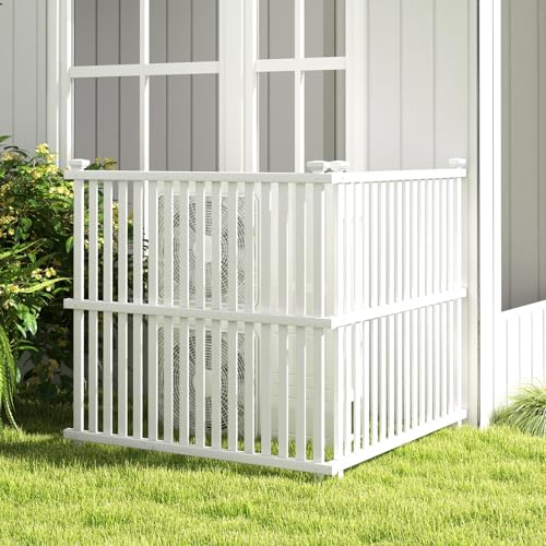 COSTWAY Gartenzaun 2-teilig, 114 cm hoch, Zaun mit Pfosten & Schutzkappen, PVC Sichtschutzzaun, Steckzaun Zaunelementen, Freistehender dekorativer Zaun, Sichtschutz für Garten & Terrasse, Weiß