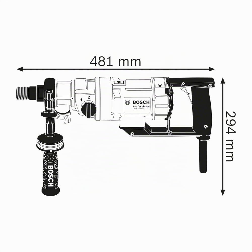 Bosch Professional Trapano Carotatore Gdb 180 We (Motore da 2.000 Watt, Foratura 180 Mm, Adattatore per Aspirazione Polvere, Rubinetto a Sfera, in Valigetta)