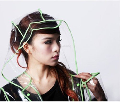 City Block Bearcat Transparent with Colorful Edge Fashion Raincoat (Green)2