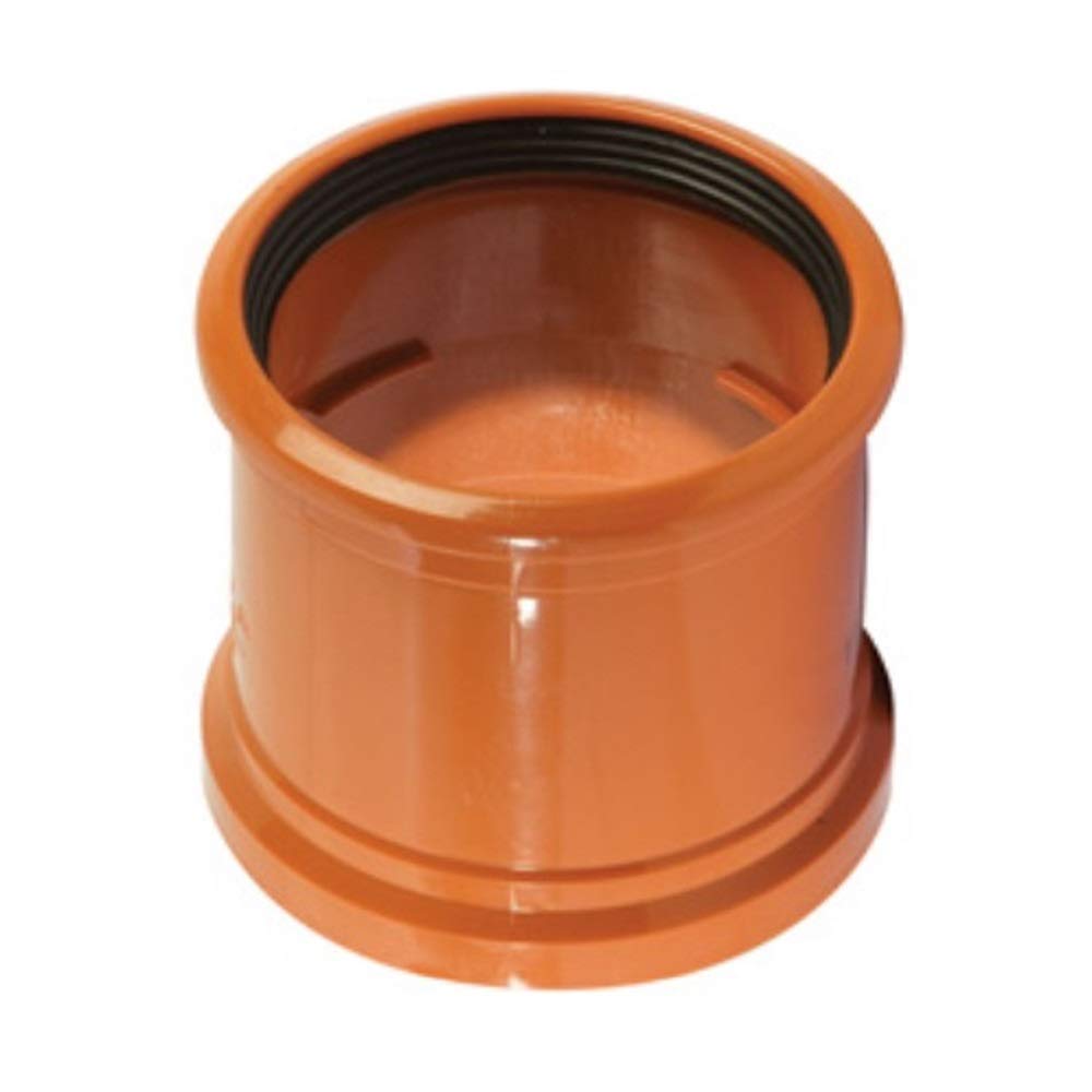 Polypipe 110Mm Underground Drainage Straight Pipe Double Socket Slip Coupler With Centre Stop