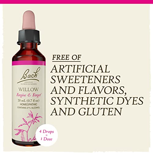 Bach Original Flower Remedies, Willow For Forgiveness, Natural Homeopathic Flower Essence, Holistic Wellness And Stress Relief, Vegan, 20Ml Dropper #TOP4