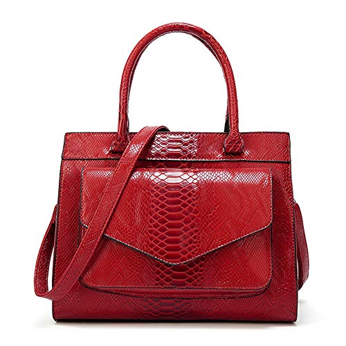 New Snake Pattern Handbag Fashion Ladies Bag Womens Leather Large Handbags Large Capacity Leather Bags Shoulder Bags Satchel Purse Tote Bag (red)