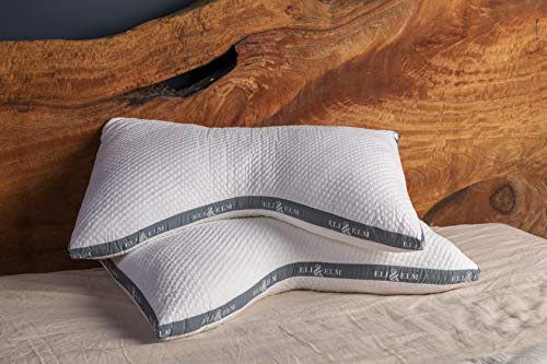 Eli & Elm | Best Ergonomic Side Sleeper Pillow for Neck Pain. Supportive Cooling Latex Fill with Luxury Breathable Cover. U-Shape Contoured Design. Queen Size Bed Pillow - 17" X 29"