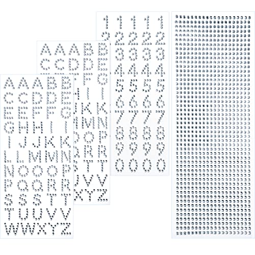 Blulu Rhinestone Letter Stickers for Graduation Cap Grad Cap Decorations Diamond Glitter Alphabet Number Stickers Stick on Small for Scrapbooking Fabric Handicraft Art Supplies(Silver)
