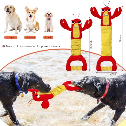 FLERDMAU Hundespielzeug Unzerstörbar Weihnachten - Robust Quietschend Tau Seil für Große Kleine Hunde - Interaktives Quietschendes Stofftier & Kuscheltier zur Beschäftigung, Zerren für Welpen Rot