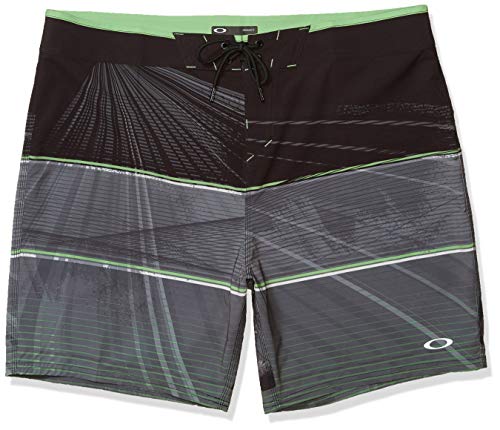 Oakley Mens Geometric Print Board Short 18? - Flat Waist - Lace-up Closure - Quick-Drying Board Shorts  4-Way Stretch Mens Swim Trunks