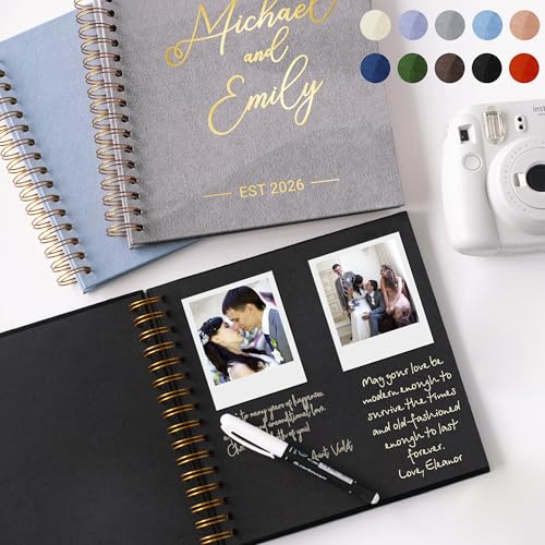 Image of Polaroid Guest Book Personalized Photo Scrapbook Album - Custom Book for Instax Pictures - Birthday, Wedding, Anniversary (Gray, Small - 8.3x8.3 inch)